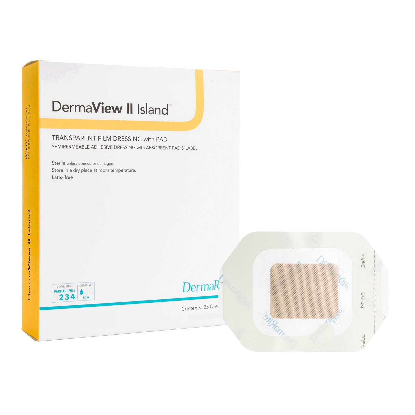 DermaRite DermaView II Island Wound Dressing, 3.5 x 10 Inch
