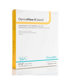 DermaView II Transparent Film Dressing with Pad 6 x 6 Inch Sterile (Box of 25)