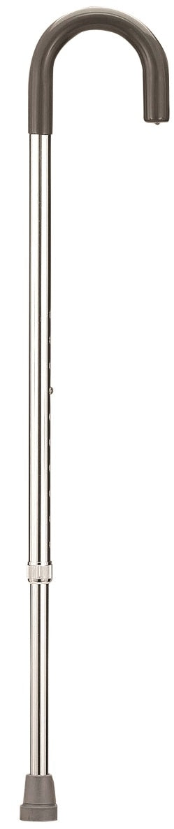 Adjustable Aluminum Cane with Round Handle, 29-38 Inch Height, Silver