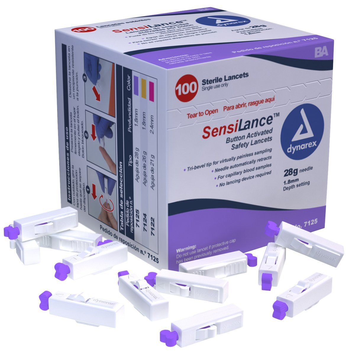 SensiLance™ Safety Lancet 28 Gauge Retractable Pressure Activated