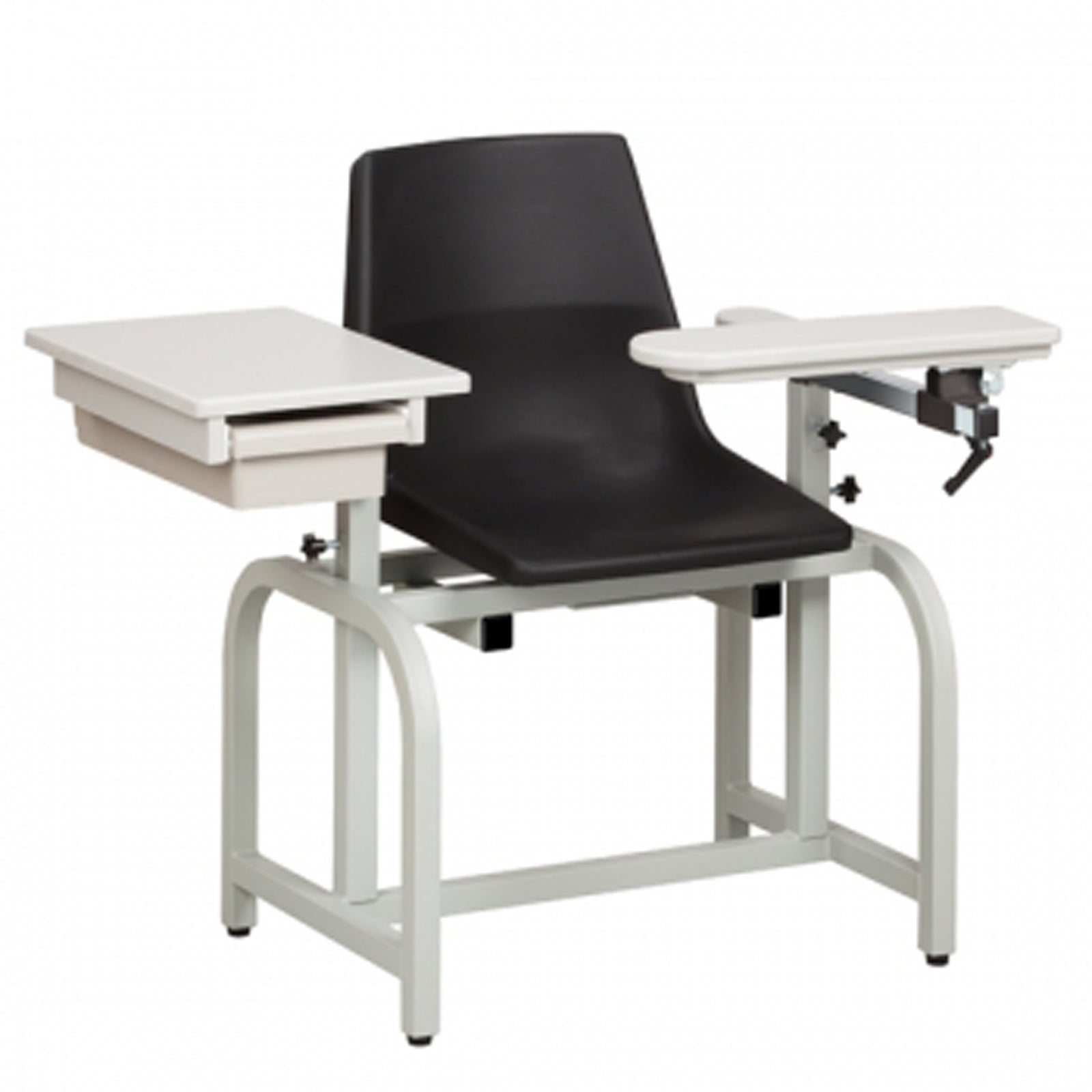 Blood Drawing Chair with Drawer and Flip-Up Armrest - Black