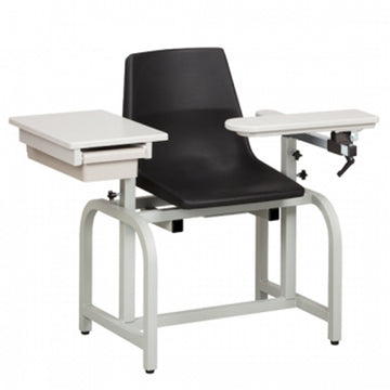 Blood Drawing Chair with Drawer and Flip-Up Armrest - Black