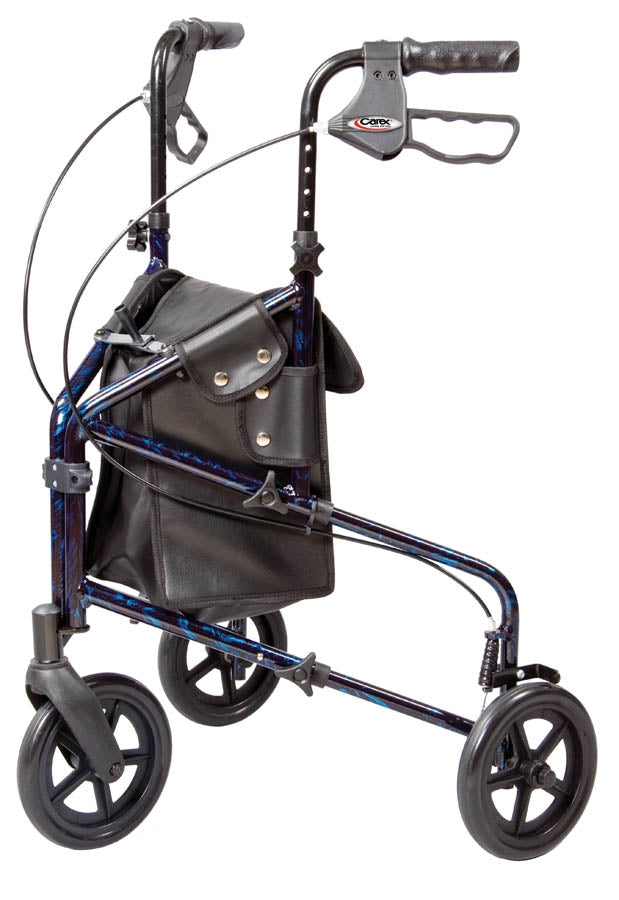 Carex 3 Wheel Rollator with Adjustable Height - Marbled Blue
