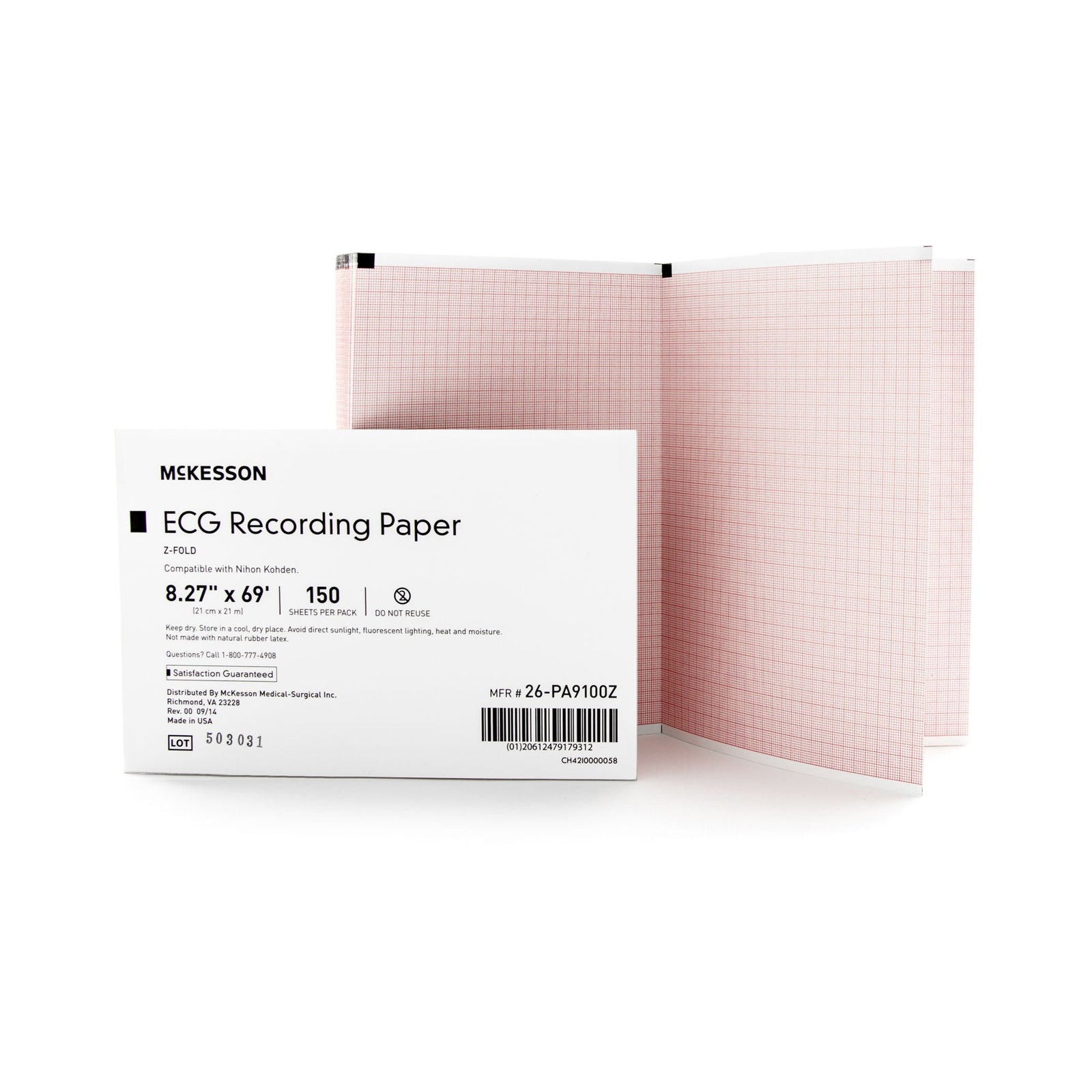 McKesson ECG Recording Paper for Nihon Kohden, 8.27 in x 69 ft