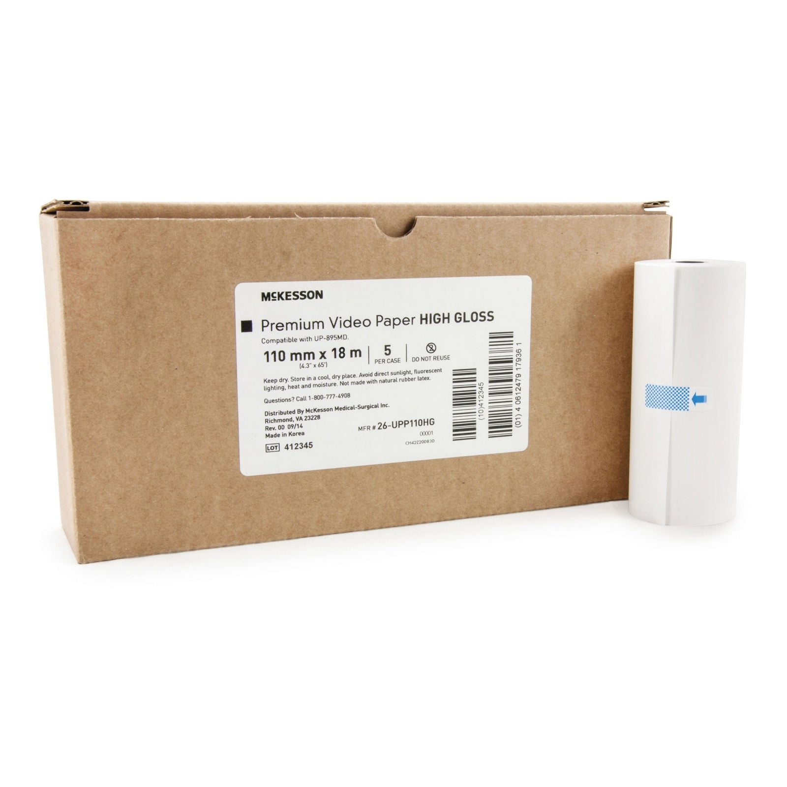 McKesson UPP110HG Premium Video Paper, High Gloss, 110 mm x 18 m