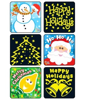 Kids Love Stickers Merry Christmas Glow-In-The-Dark Stickers 2-1/2 Inch
