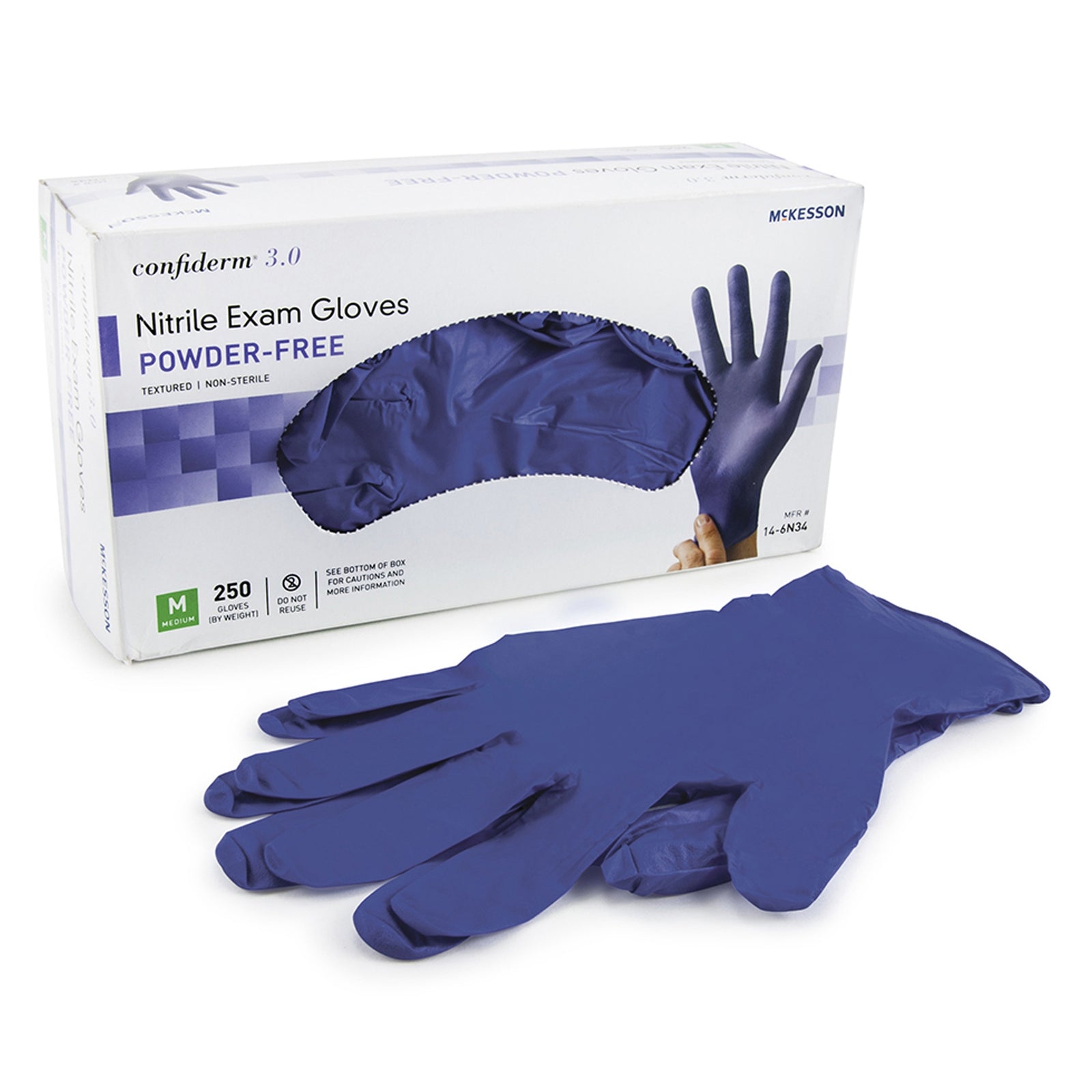 McKesson MedSurg Nitrile Exam Gloves, Medium, Blue, NonSterile, 3.0 mil