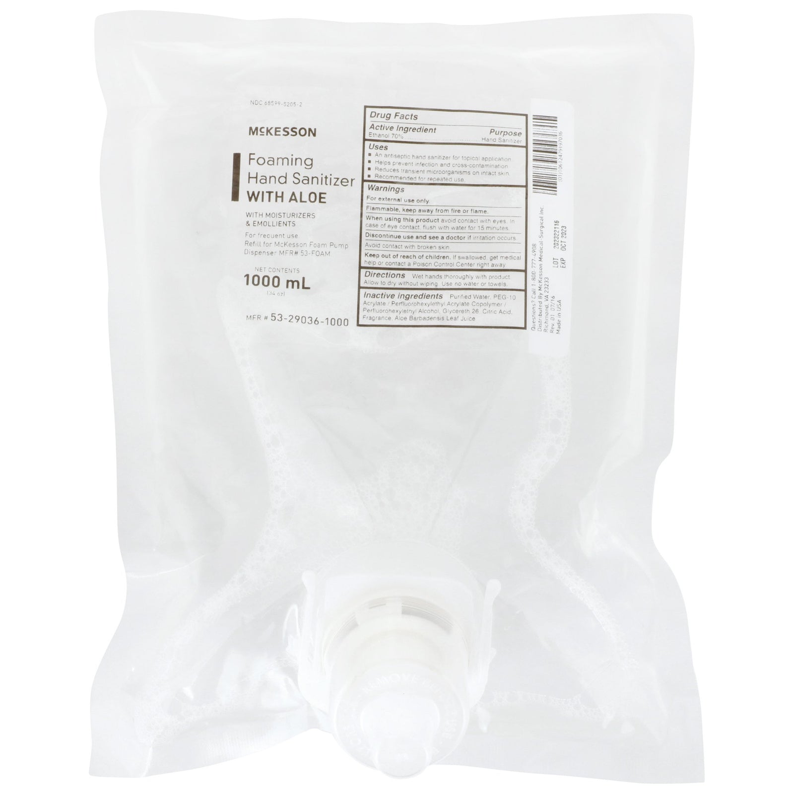 McKesson MedSurg Foam Hand Sanitizer with Aloe, 1000 mL