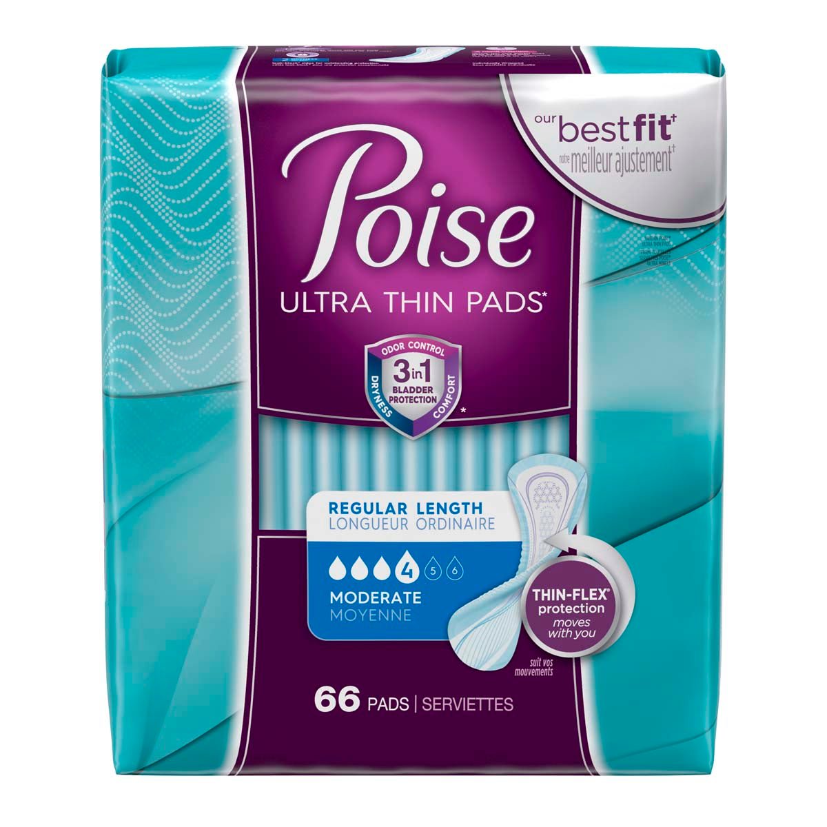 Poise Moderate Thin Shape Regular Incontinence Pads