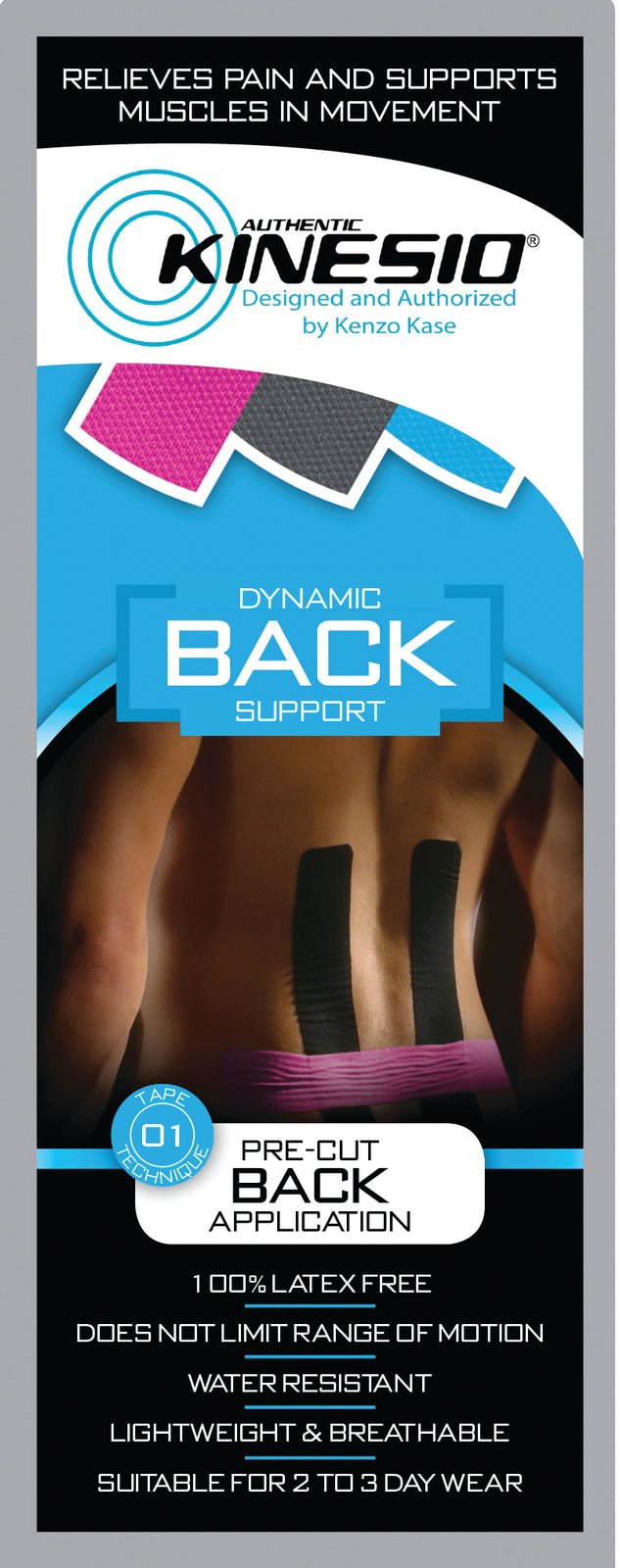 Kinesio® Back Support Tape - Pink/Black, 1 x 8 x 12 Inch
