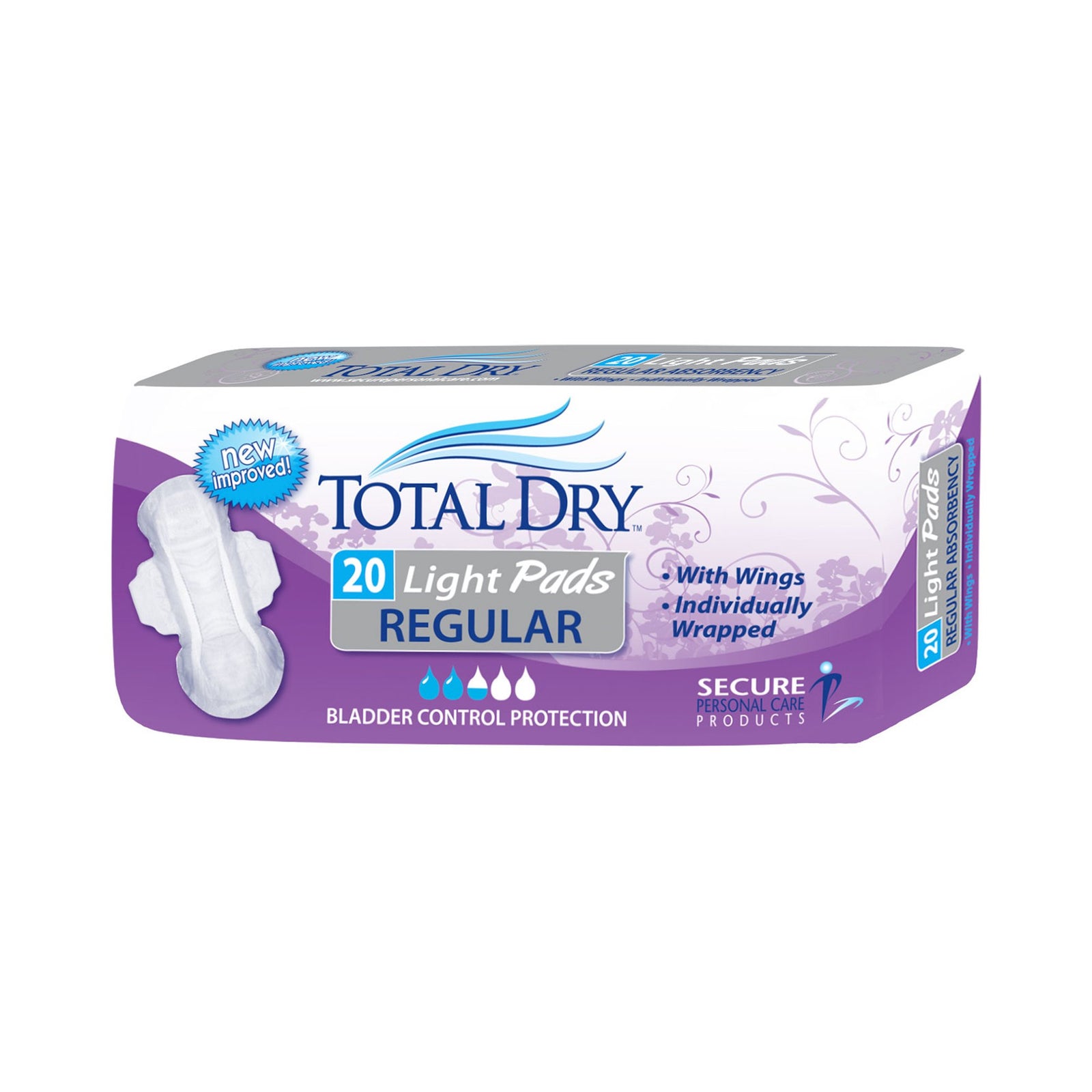 TotalDry™ Bladder Control Pad 11 Inch Regular with Wings
