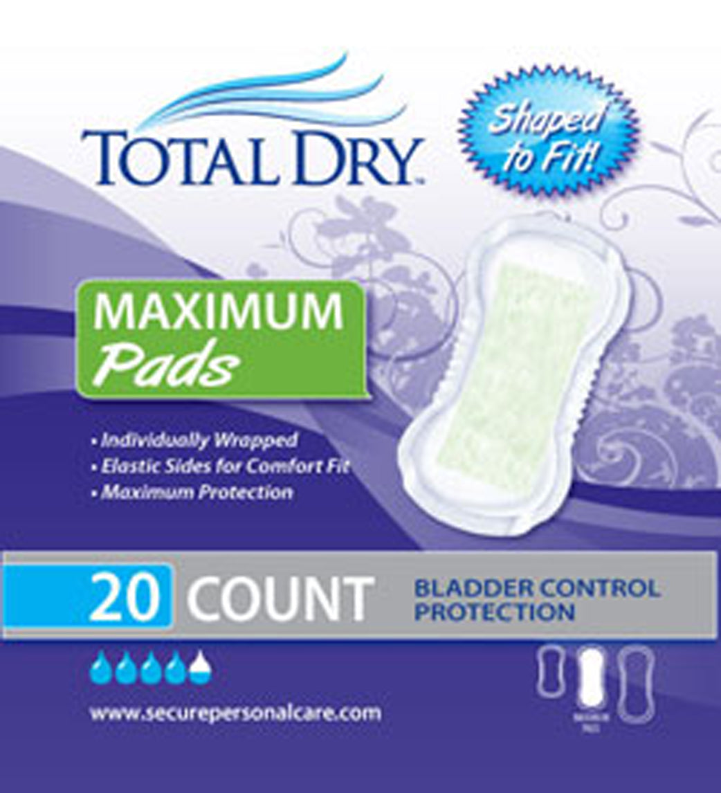 TotalDry Bladder Control Pad - 13-3/4 Inch Length, Moderate Absorbency