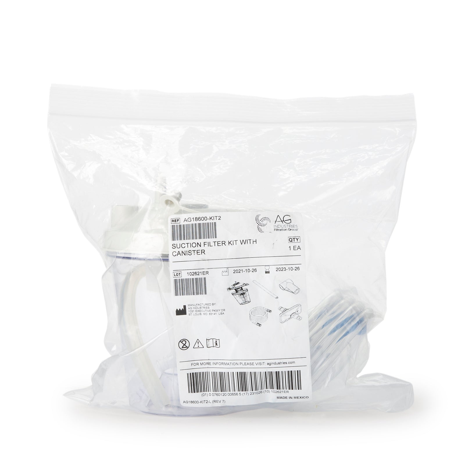 Suction Canister Kit 800 mL with Float Valve Shut-Off Lid