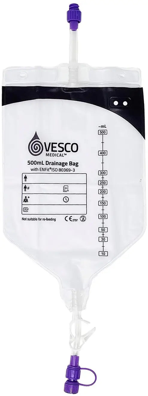 VESCO MEDICAL, LLC ENFit Drainage Bag with 60" Tubing & Hanger