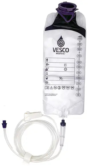 Vesco Medical Large Bore Gravity Feed Set with ENFit Connector, 1000 mL