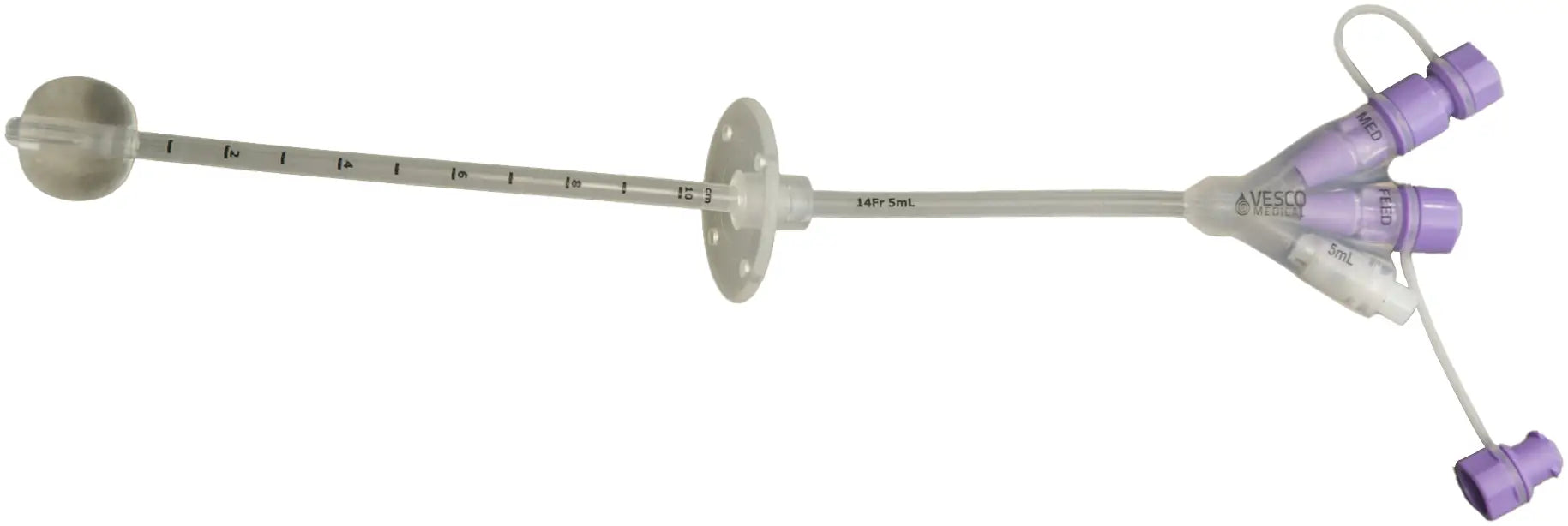 Vesco Medical Gastrostomy Feeding Tube with ENFit Dual Port