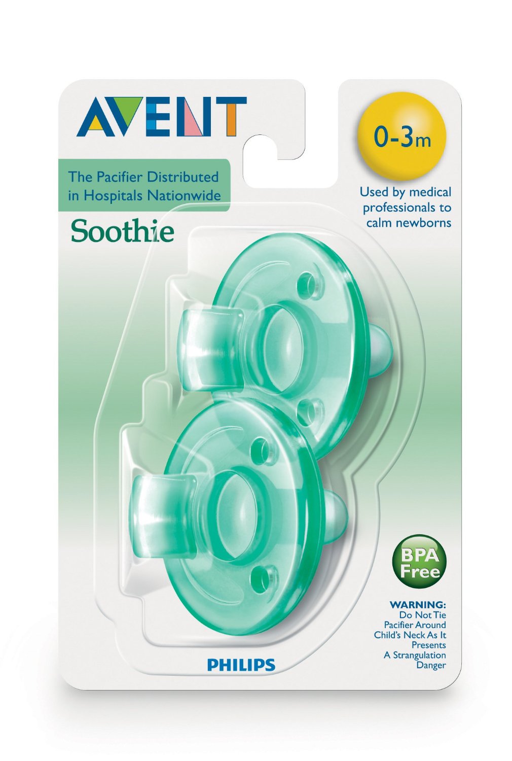 Soothie Pacifier, Green, Ages Birth to 3 Months