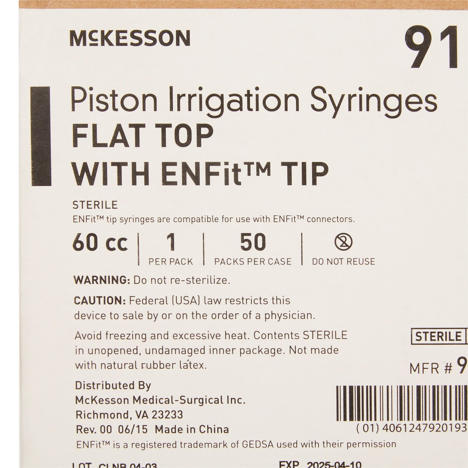 McKesson Enteral / Oral Syringe, 60 mL, ENFit Tip