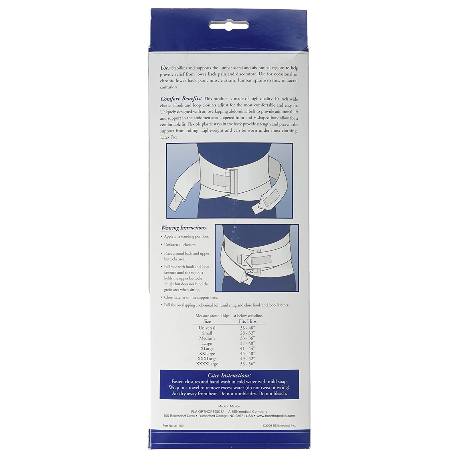 FLA Orthopedics Standard Back Support Belt 3X-Large (49-52 Inch Hip)