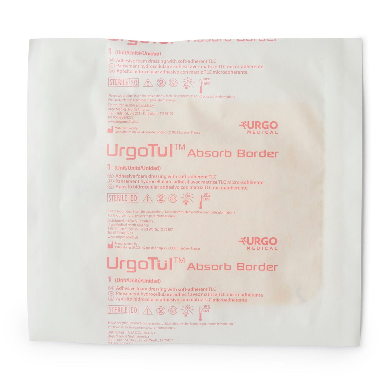 URGO Medical UrgoTul Absorb Border Wound Dressing, 4 x 4 Inch