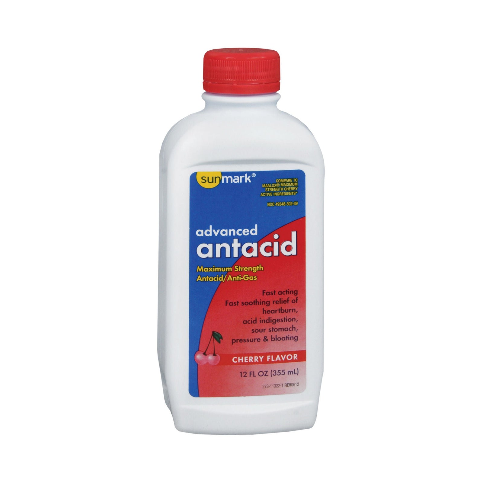 sunmark Advanced Antacid Liquid, Cherry, 12 fl oz