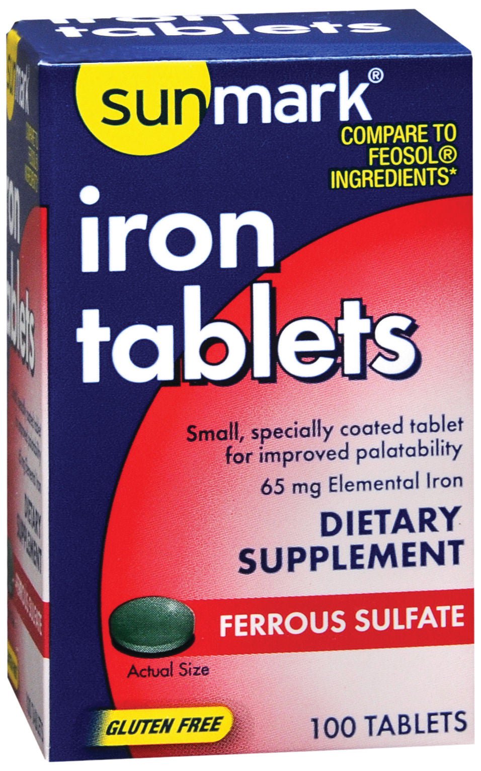 Sunmark Iron Tablets, 65 mg Elemental Iron