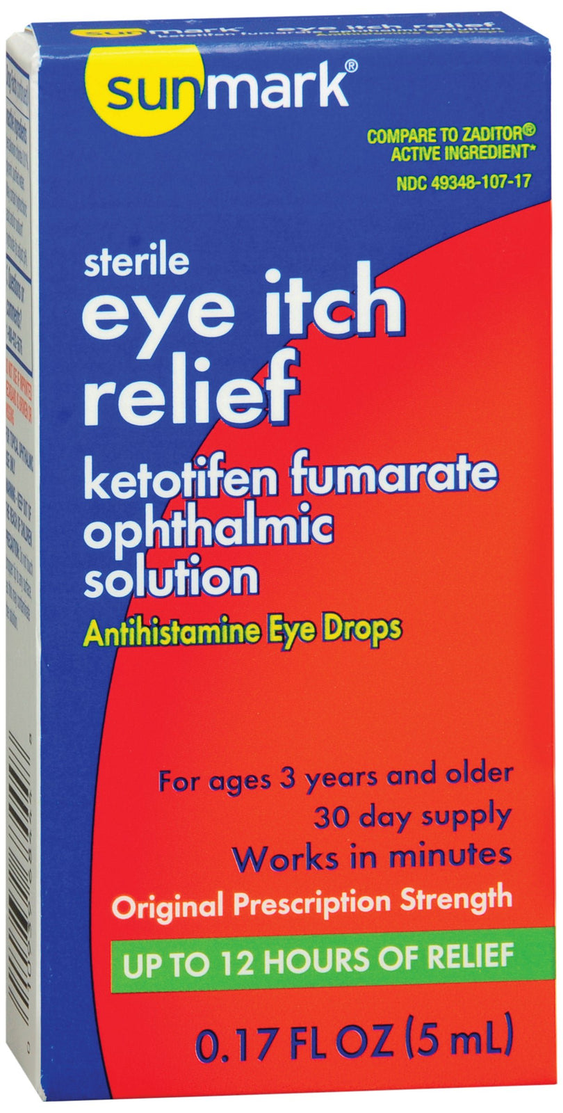 sunmark Sterile Eye Itch Relief Ketotifen Fumarate Ophthalmic Solution, 0.17 fl oz