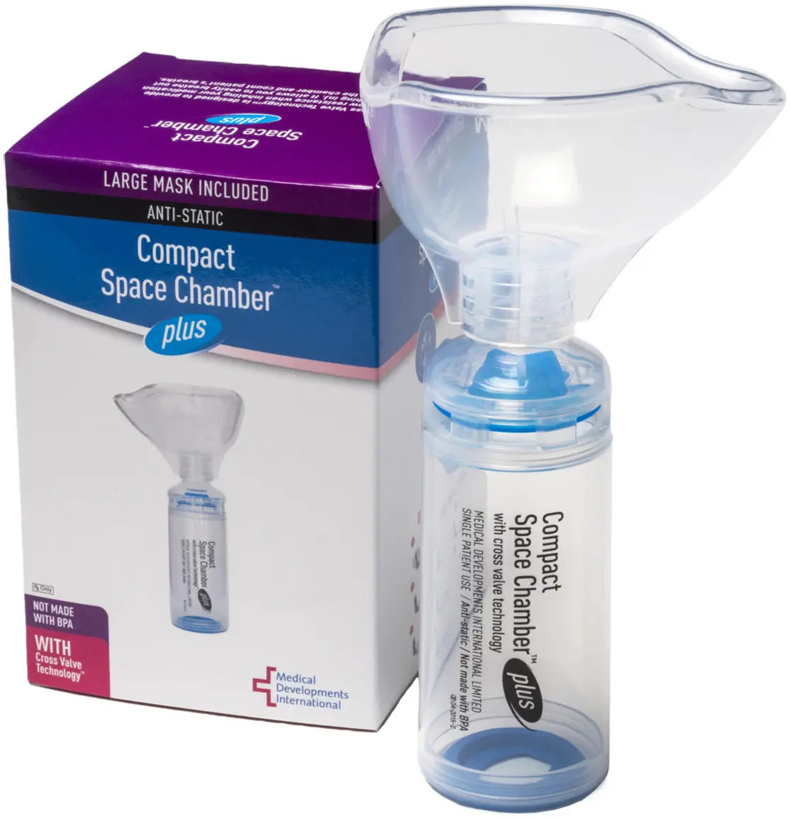 Medical Developments International Anti-Static Compact Spacer Chamber with Large Mask