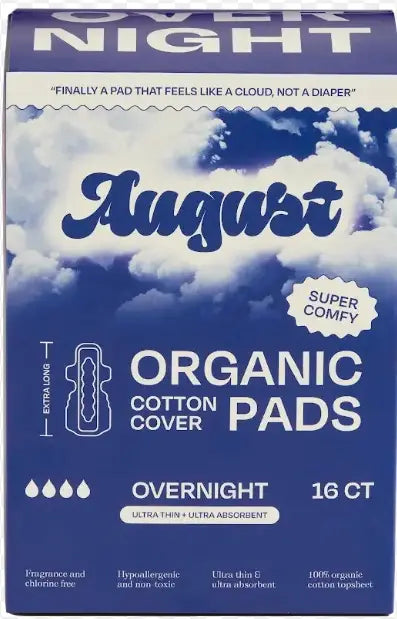 August Overnight Pads with Wings - 16 Count Box