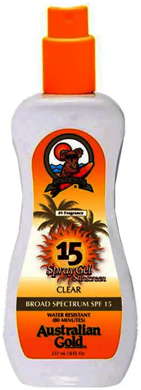 Australian Gold Spray Gel Sunscreen SPF 15 or 30, 8 oz