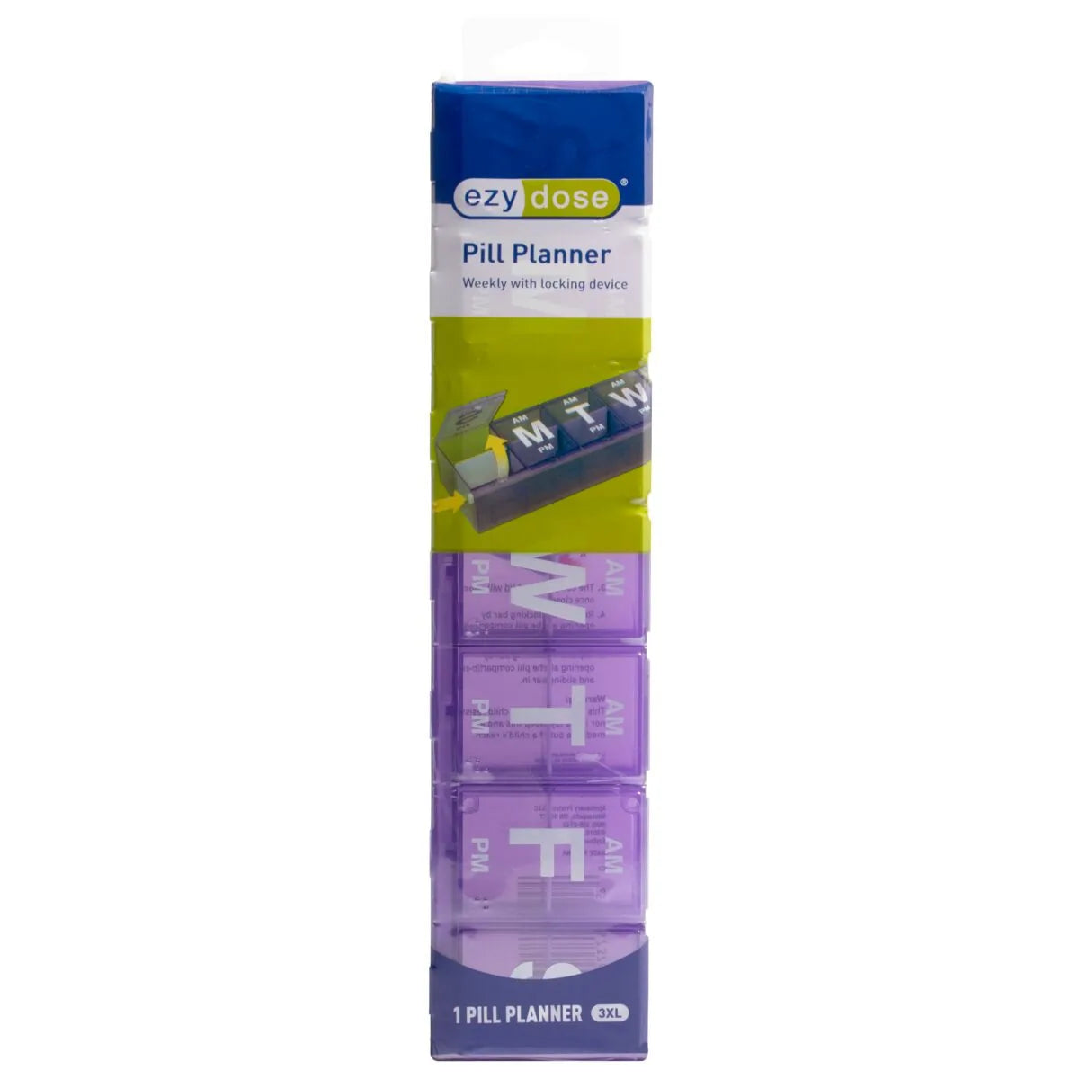 Ezy Dose Locking AM/PM Weekly Pill Planner, 3XL