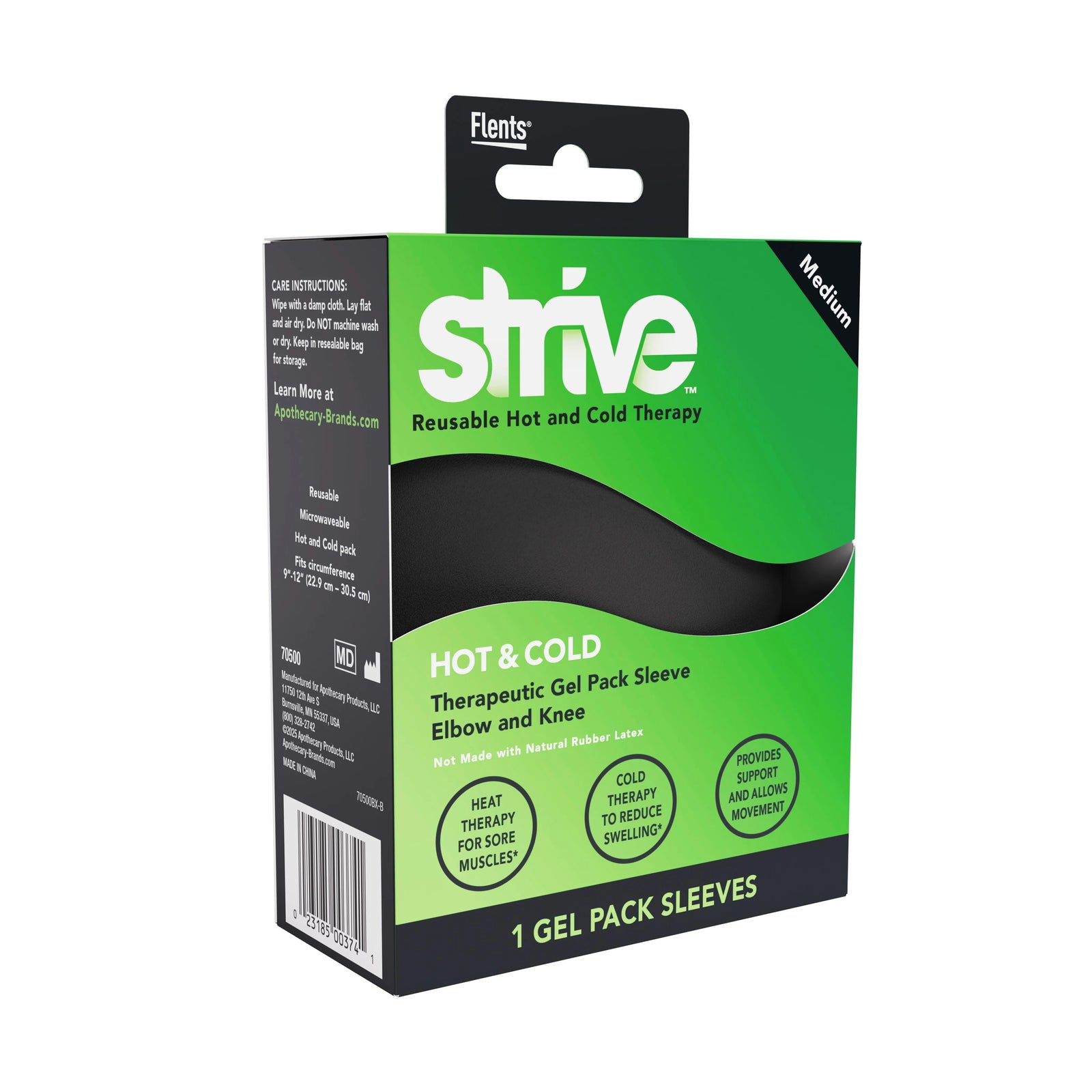 Apothecary Products Strive Hot and Cold Gel Pack Sleeves for Elbow and Knee, Medium