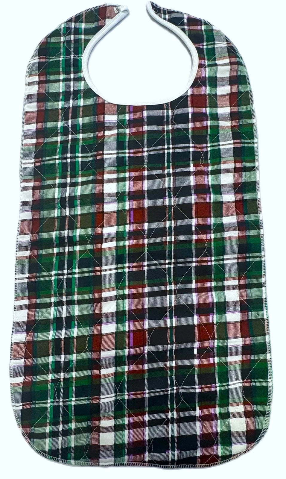 Beck's Classic Quilted Cotton/Polyester Snap Closure Bib, Highland Blue Plaid, 18" x 34"