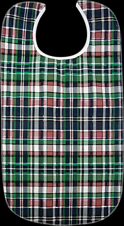 Beck's Classic Reusable Adult Bib with Snap Closure, Highland Blue Plaid, 22" x 33"