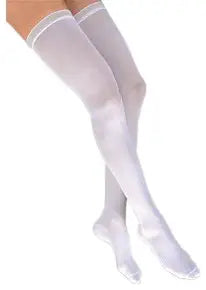 BSN Jobst Anti-Embolism Thigh-High Stockings, Closed Toe, Large/Regular, White