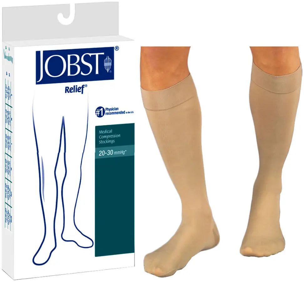 BSN Jobst Knee-High Compression Stockings with Silicone Dot Band, 20-30 mmHg