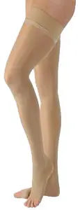 Jobst Ultrasheer Thigh Compression Stockings with Silicone Dot Band - 20-30mmHg, Open Toe, Small, Honey