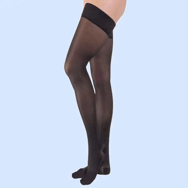 BSN Jobst Women's UltraSheer Thigh-High Moderate Compression Stockings, Open Toe, Large, Natural
