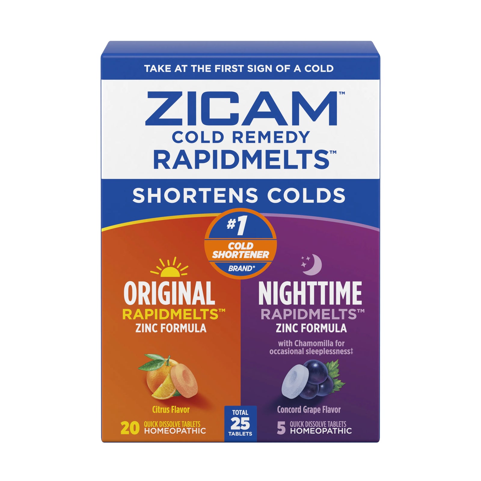Zicam Cold Remedy RapidMelts Original and Nighttime Combo Tablets