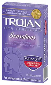 Trojan Her Pleasure Sensations Condoms with Armor Spermicidal Lubricant