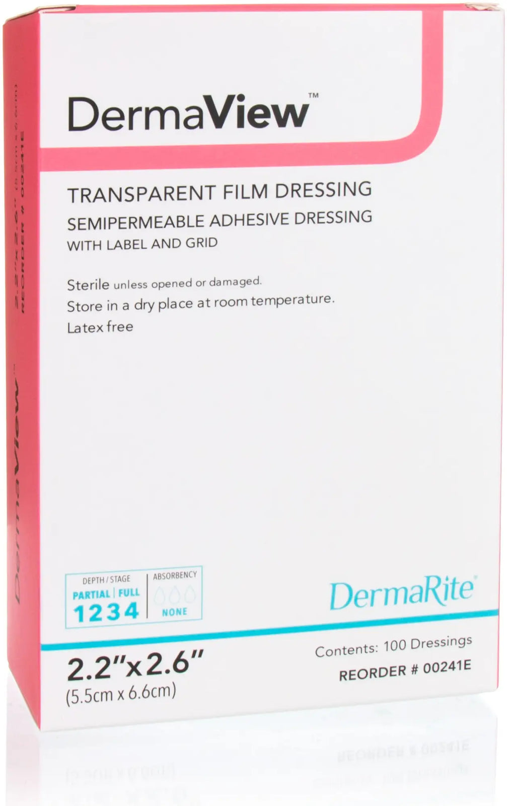 Dermarite Transparent Semipermeable Adhesive Film Dressing 2.2" x 2.6"