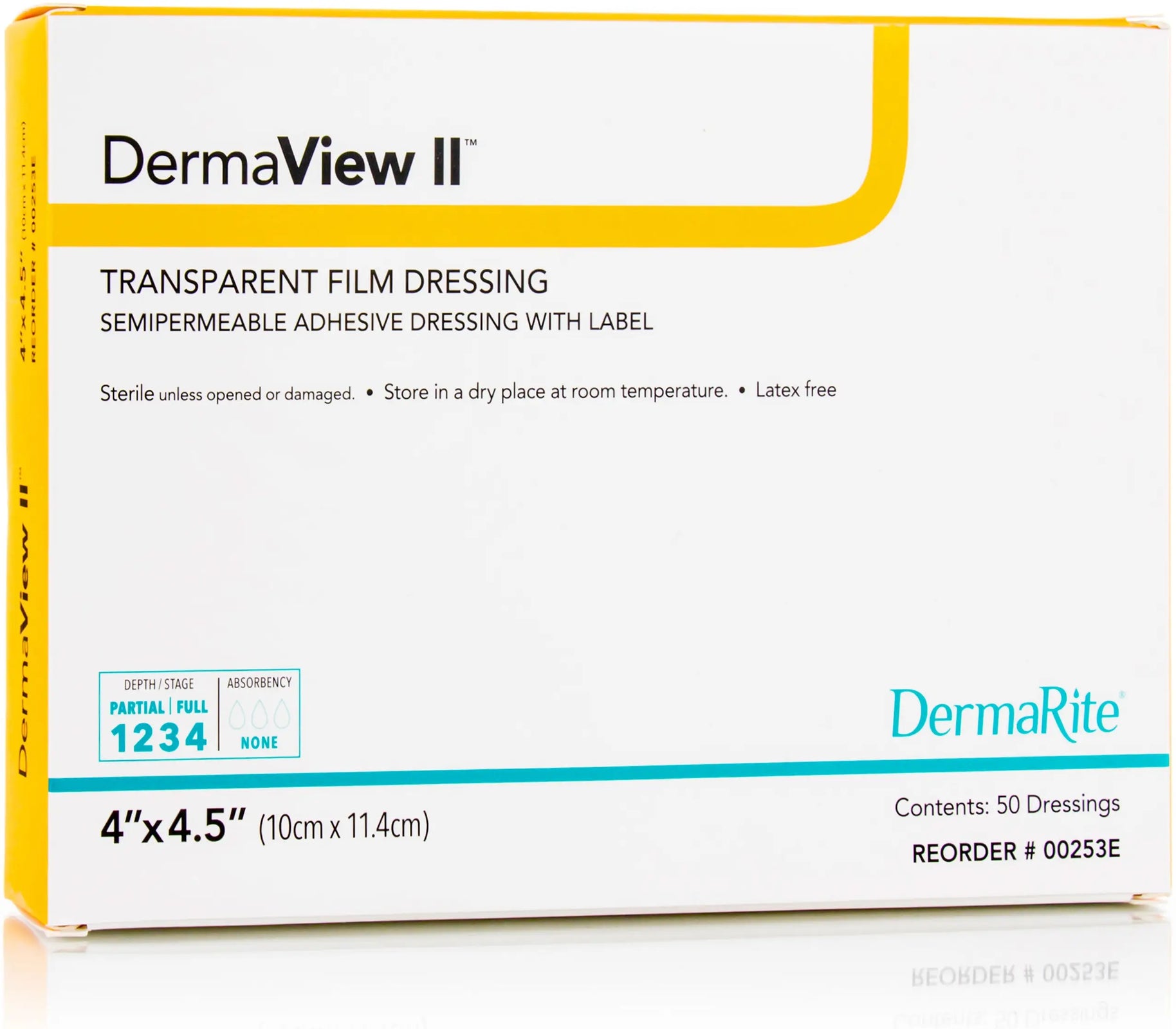 DermaRite DermaView II Transparent Film Frame — Adhesive Wound Dressing