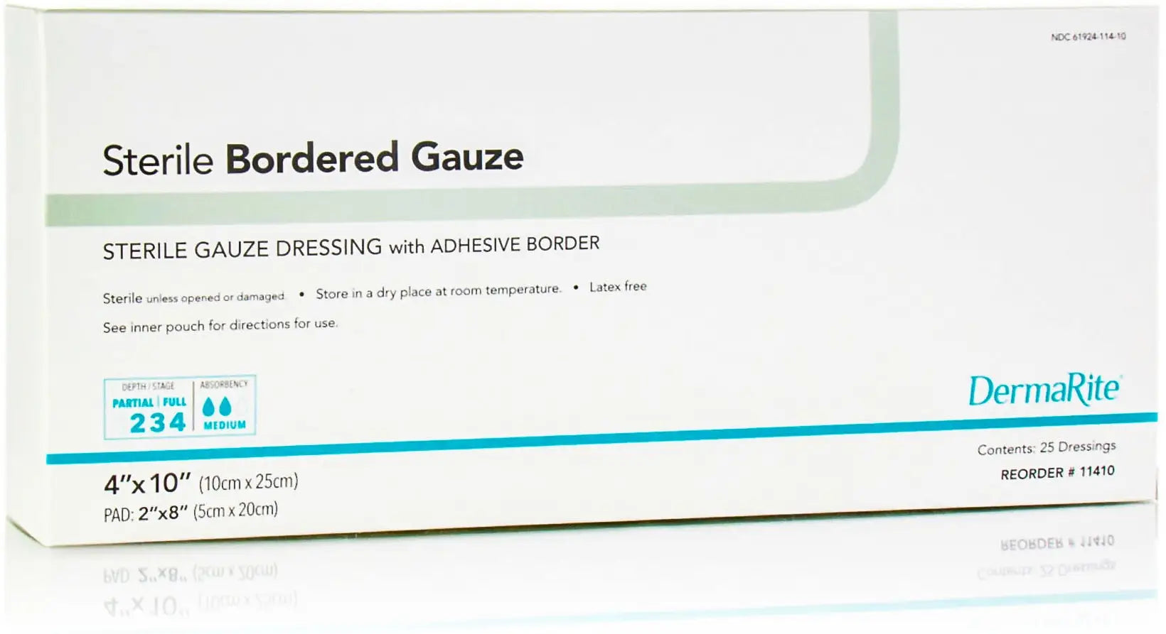 DermaRite Sterile Bordered Gauze Dressing 4" x 10"
