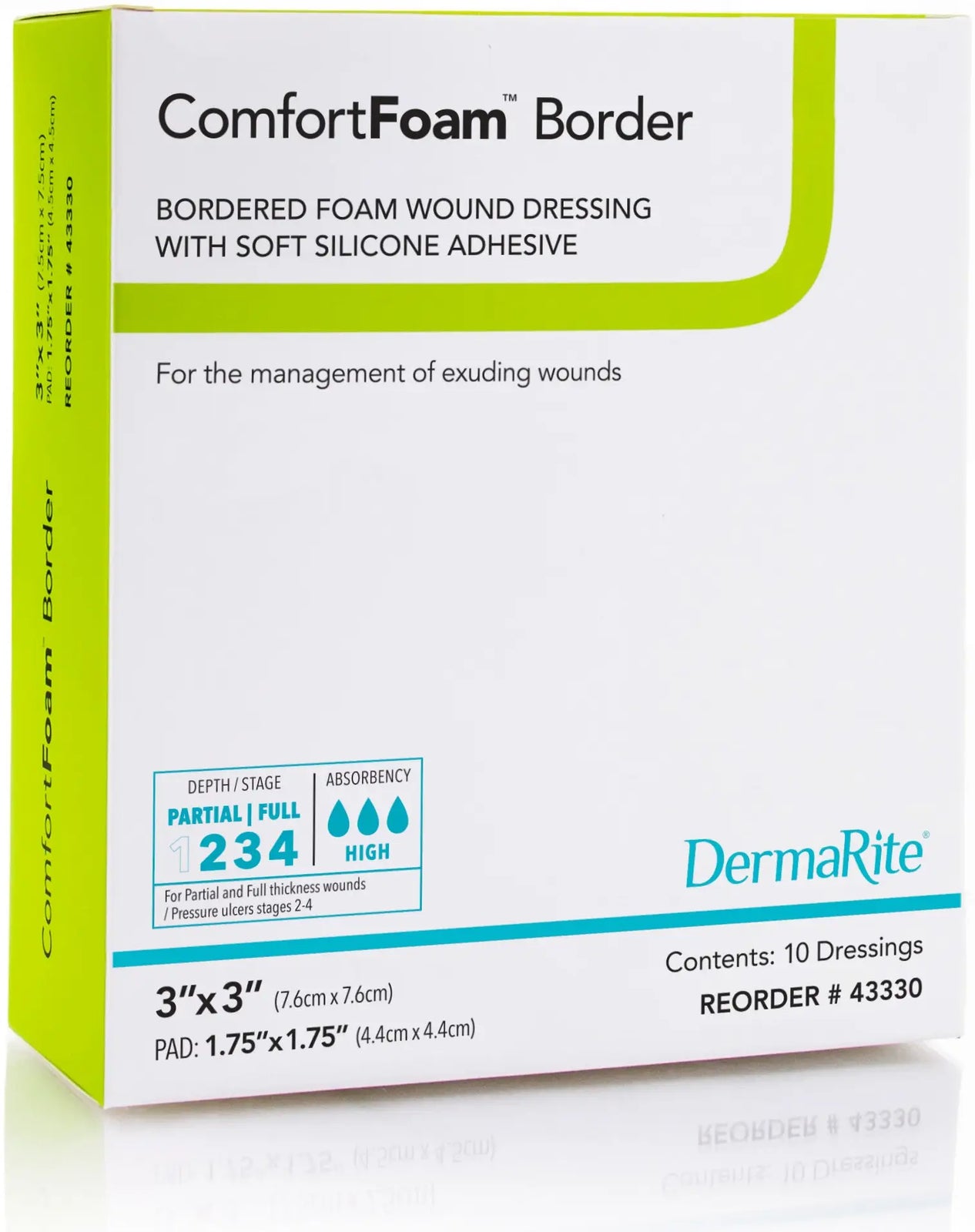 DermaRite Silicone Foam Border Dressing - Multiple Sizes Available