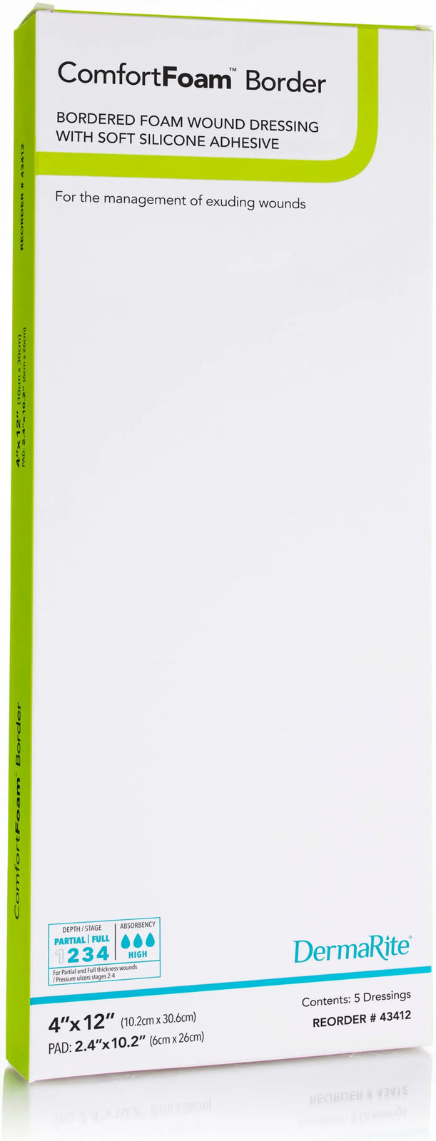 DermaRite Silicone Foam Border Dressing - Multiple Sizes Available