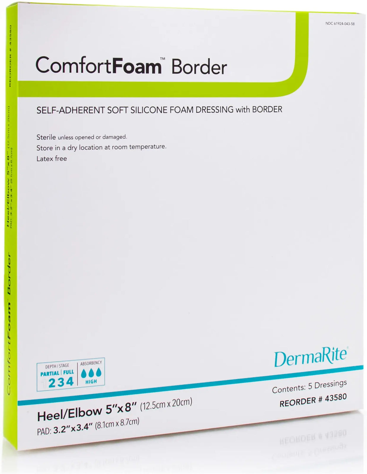 DermaRite Self-Adherent Soft Silicone Foam Dressing with Border