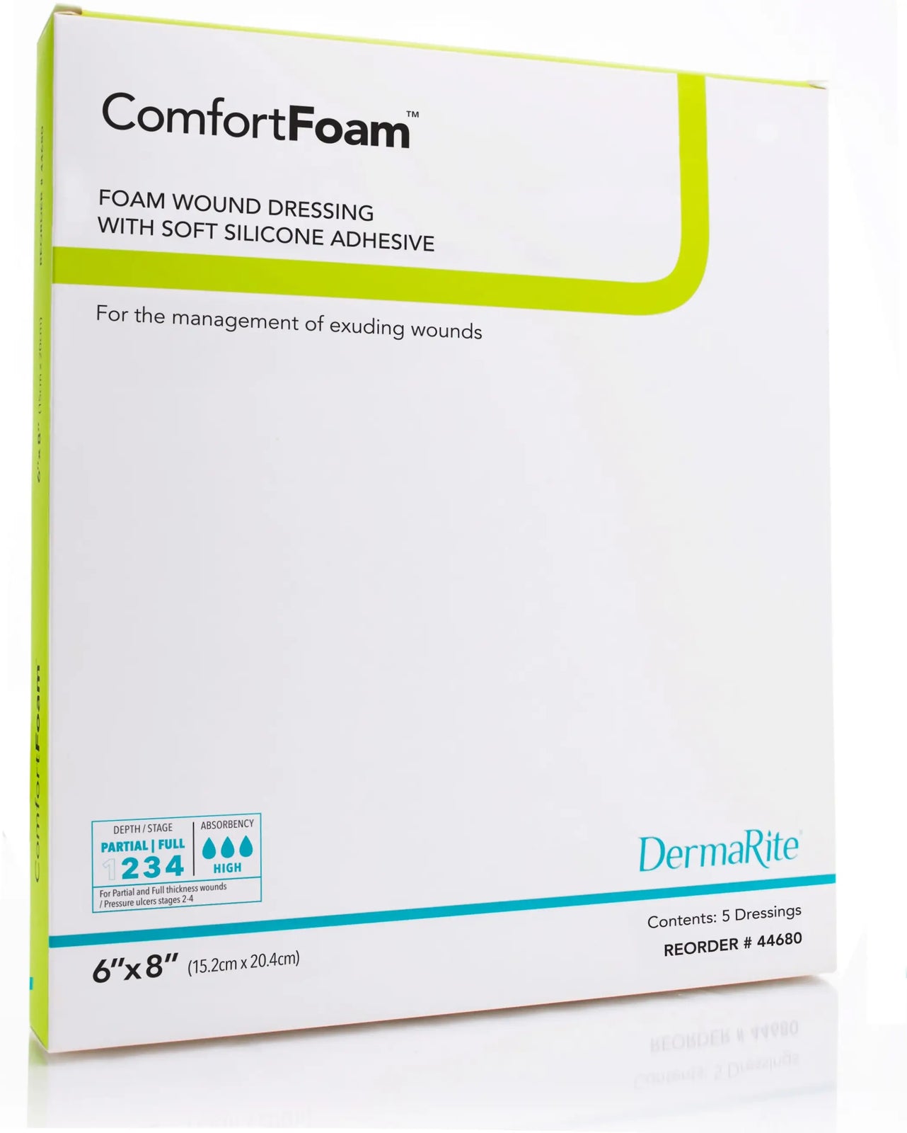 DermaRite Self-Adherent Soft Silicone Foam Dressing Non-Bordered, 6x8 Inch