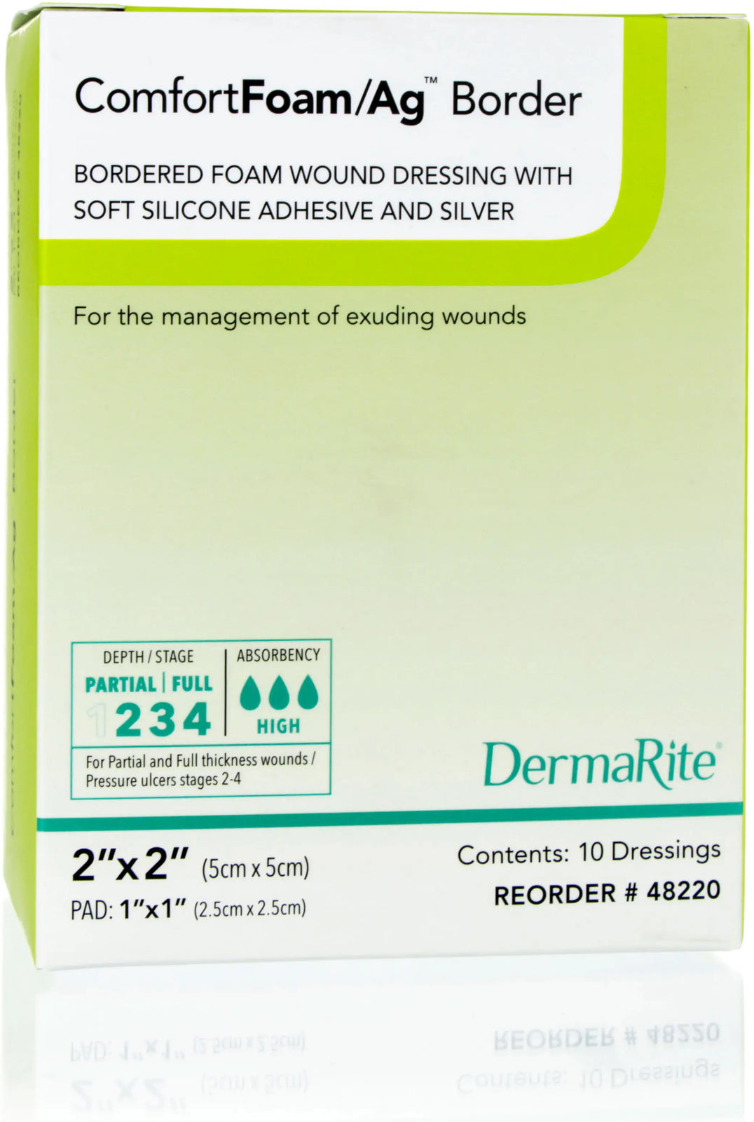 DermaRite Ag Silicone Foam Border Dressing