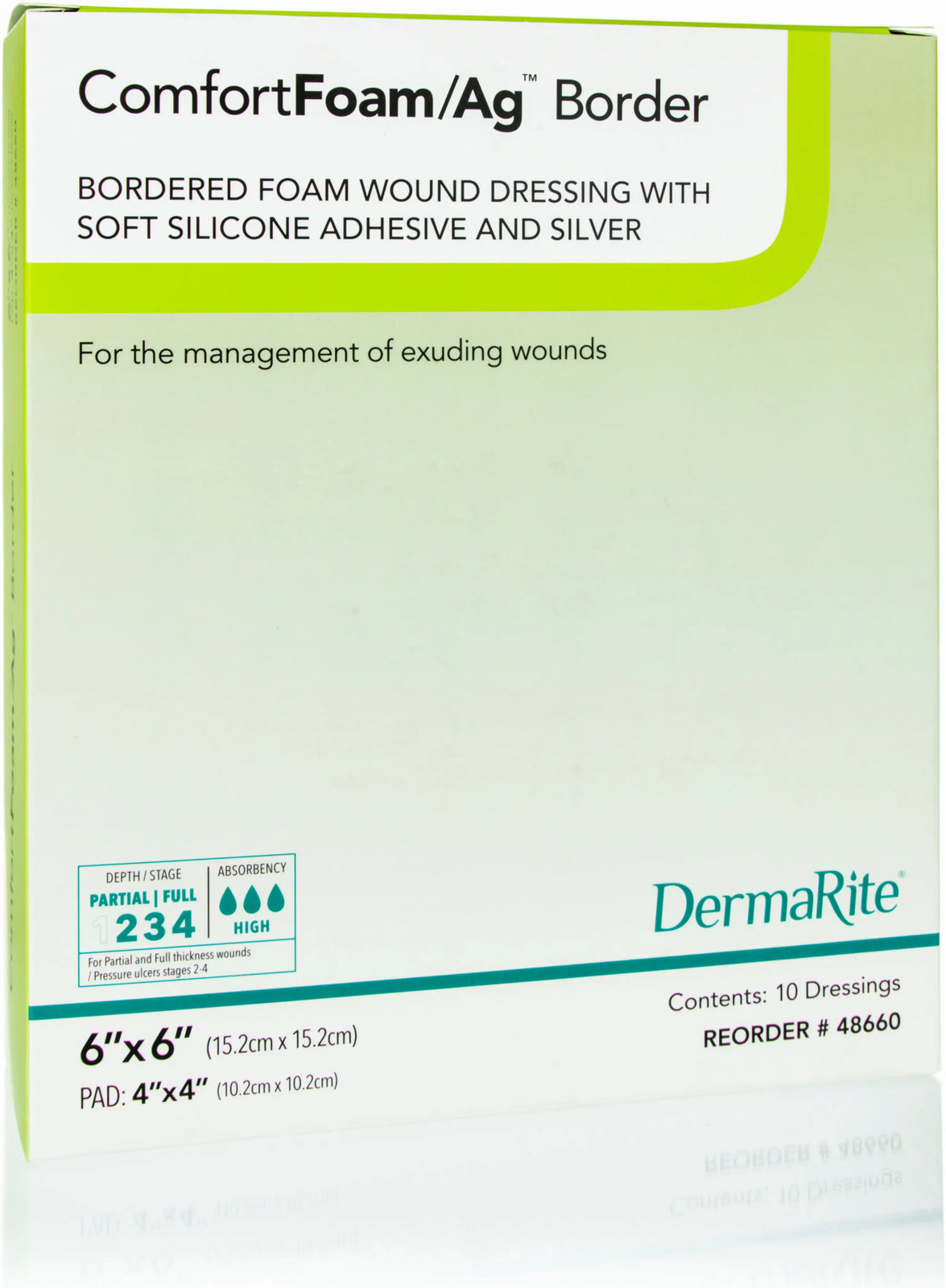 DermaRite Ag Silicone Foam Border Dressing