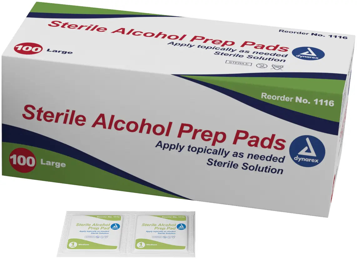 Dynarex Sterile Alcohol Prep Pads Medium - 70% Isopropyl Alcohol